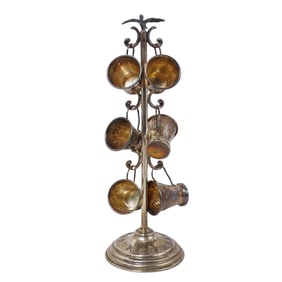 (7 pcs) Antique Sterling Silver Cups with Stand