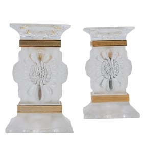 Pair Lalique "Paquerettes" Candle Holder