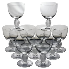 (11 Pc) Lalique Langeais Bordeaux Red Wine Glasses
