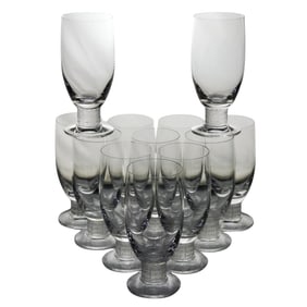 (11 pc) Lalique Crystal "Louvre" Beer Glasses