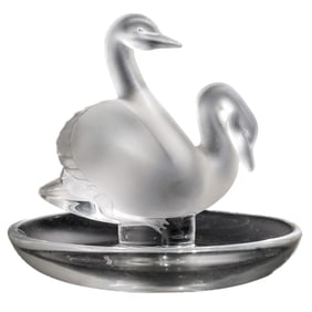 Lalique "Deux Cygnes" Crystal Ring / Jewelry Dish
