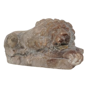 Antique Carved Stone Lion Figurine