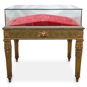 Antique Bronze & Glass Book Vitrine Table