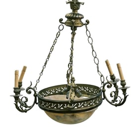 Napoleon III Style Brass & Alabaster Four Light Chandelier