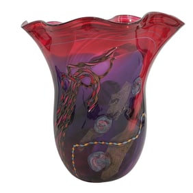 Large Dutch Schulze 'Dreamscape' Art Glass Vase