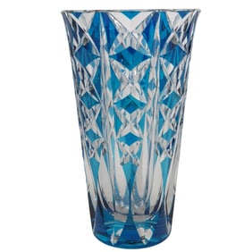 St. Louis XL "Deauville" Azure To Clear Art Glass Vase