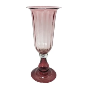 Vintage Murano Bullicante Amethyst Purple Footed Vase