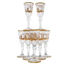 (8 pcs) Salviati and Co. Italian Gilt Cordial Glasses