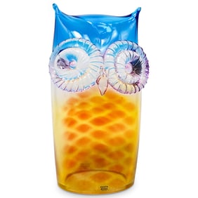 Kosta Boda Art Glass "Owl" Sculpture By Ludvig Lofgren