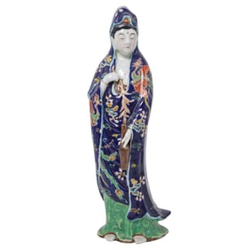 Japanese Meiji Kutani Kannon Porcelain Statue