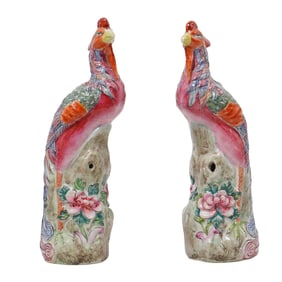 Pair of Chinese Export Phoenix Figures