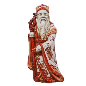 Japanese Kutani Jurojin Porcelain Statue