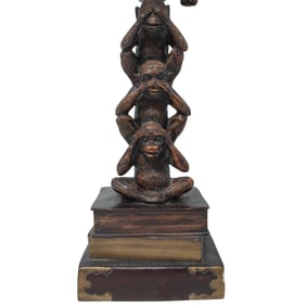 Maitland Smith Style See No Evil Monkey Resin Lamp