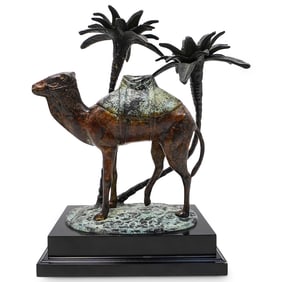 Orientalist Camel Under Palm Trees Candle Holder