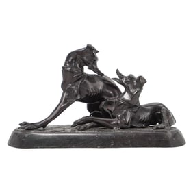 Maitland Smith Bronze Greyhound Dogs Sculpture