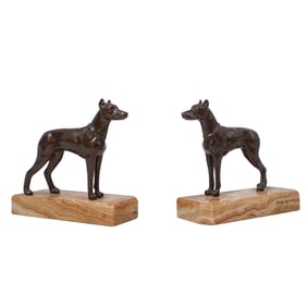 Pair of Vintage Doberman Pincher Dog Book Ends