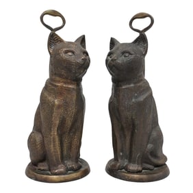 Pair of Vintage Brass Cat Doorstops