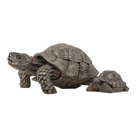 (2 Pc) Italian Silver-Plated Tortoise Figurines