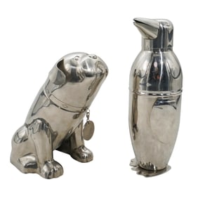(2 Pc) Chrome Animal Figure Cocktail Shakers