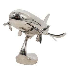 Godinger Chrome Cocktail Shaker Airplane On Stand