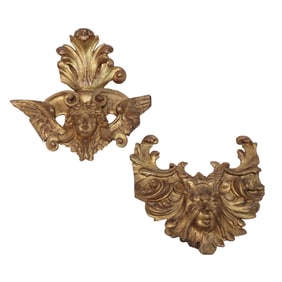 (2 pcs) Carved Gilt Wood Neoclassical Figural Plaques