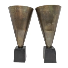 Pair of Large Mixed Metal Floor Vases