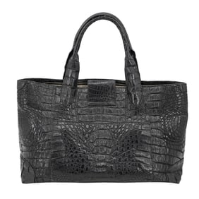 Vintage Chiocciola by Thea Black Croc Embossed Tote Bag