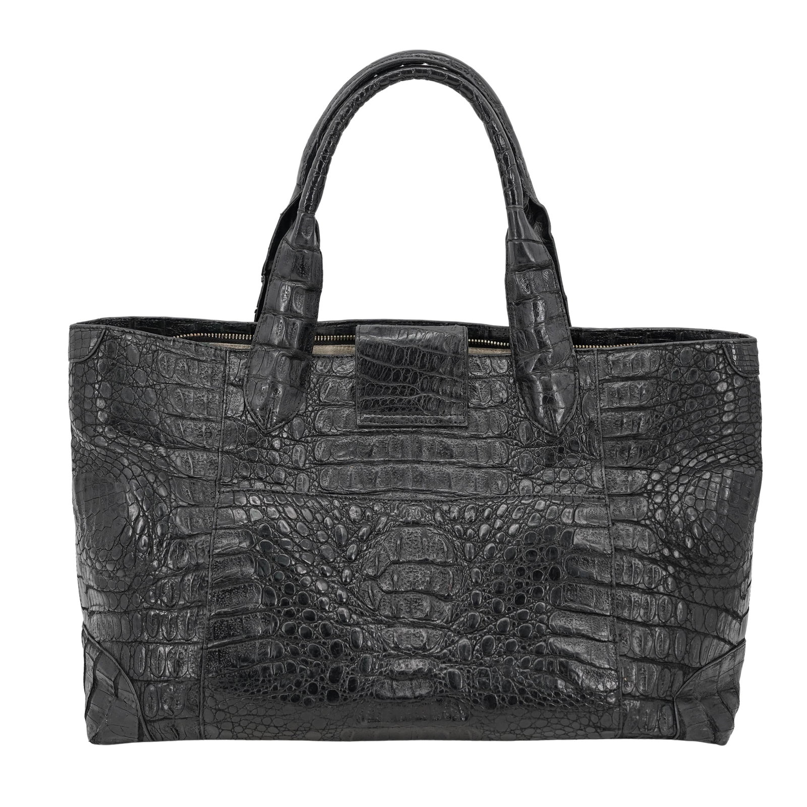 Vintage Chiocciola by Thea Black Croc Embossed Tote Bag (1 of 8)