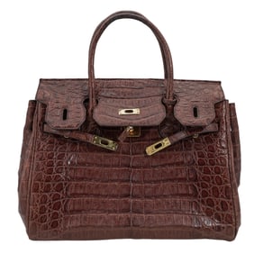 Vintage Chiocciola by Thea Croc Embossed Leather Bag