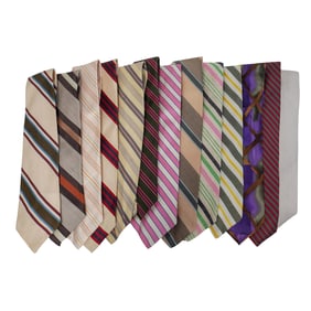 (13 Pc) Vintage Varied Stripe Necktie Grouping Collection
