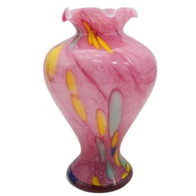 Cotton Candy Pink Murano Glass Vase