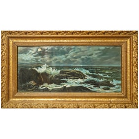 Antique Pastel Seascape Painting