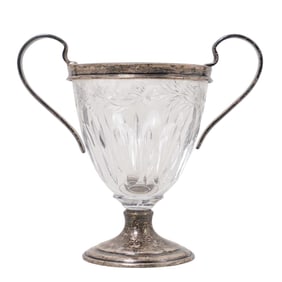 Antique Sterling & Cut Crystal Sugar Bowl