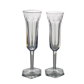 (2 Pc) Baccarat Crystal "Malmaison" Champagne Flutes