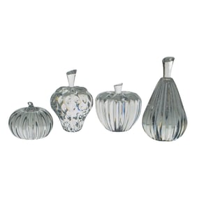 (3 Pc) Waterford Crystal Fruit Paperweights Grouping