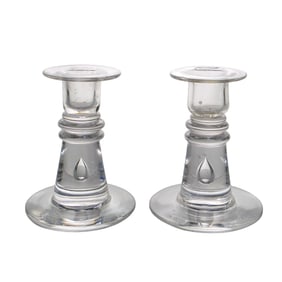(2 Pc) Steuben Tear Drop Baluster Candlesticks