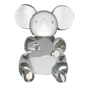 Large Steuben Crystal Lloyd Atkins 'Koala' Bear Sculpture