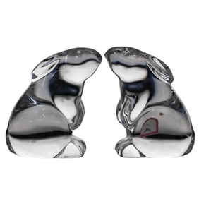 Pair of Baccarat Bunny Crystal Figurines
