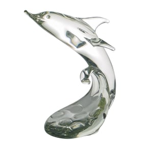 FM Konstglas Swedish Blown Glass Dolphin Sculpture