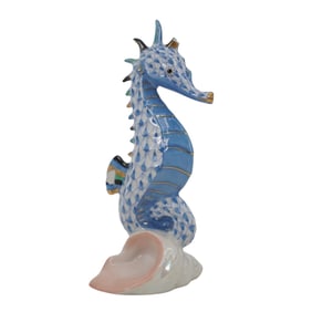 Herend Porcelain "Seahorse" Blue Fishnet Figurine