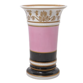 Mottahedeh Vintage Pink & Black Gilded Porcelain Vase