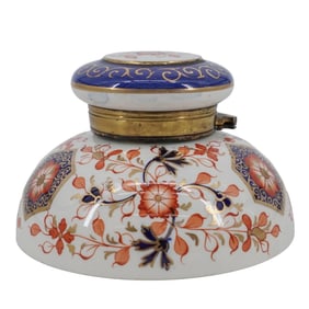 Antique English Imari Porcelain Inkwell