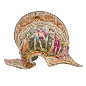 Capodimonte Porcelain Mythological Relief Helmet