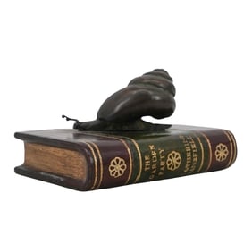 Maitland Smith Bronze Snail On Book Paperweight