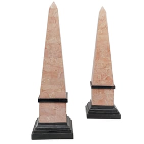 Pair of Tessellated Marble Obelisks