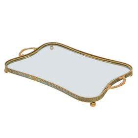 Antique French Bronze and Glass Handled Tray