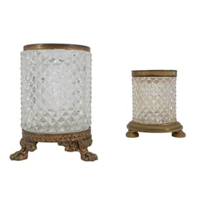 (2 Pc) Baccarat Cut Glass Vanity Organizer Cups