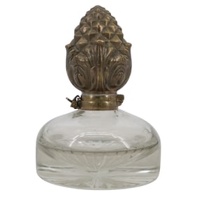 Art Deco Crystal & Bronze Inkwell