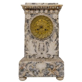 Neoclassical Marble and Alabaster Mantle Clock