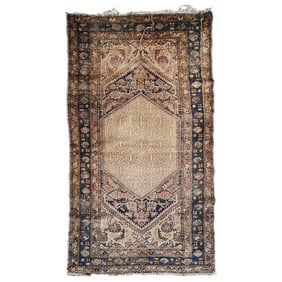 Persian Style Wool Rug with a Hexagonal Pattern
